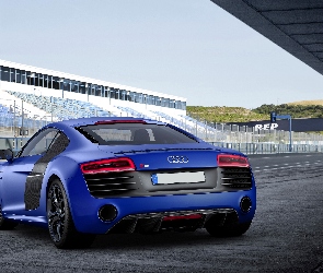 Tor wyścigowy, Tył, Niebieskie, Audi R8