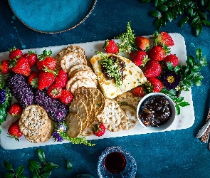 Truskawki, Dżem, Szklanka, Widelce, Jedzenie