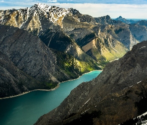 Jezioro, Lake Minnewanka, Kanada, Park Narodowy Banff, Alberta, Góry Skaliste