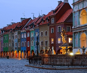 Domy, Kamienice, Poznań, Polska, Stary Rynek, Fontanna Prozerpiny
