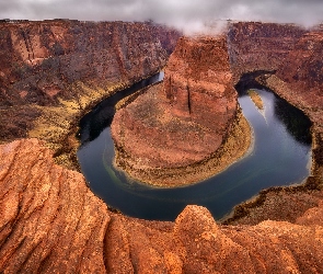 Rzeka, Zakole, Park Narodowy Glen Canyon, Kanion, Stany Zjednoczone, Skały, Horseshoe Bend, Arizona, Kolorado River