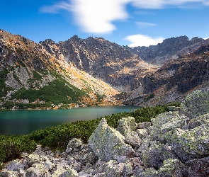 Tatrzański Park Narodowy, Jezioro, Polska, Tatry, Skały, Góry, Kamienie, Czarny Staw pod Rysami