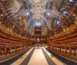 Katedra York Minster, Kościół, Anglia, Wnętrze, Panorama sferyczna, York, Nawa