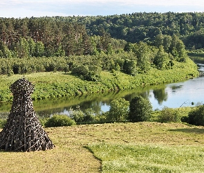 Rzeka, Drzewa, Łąka
