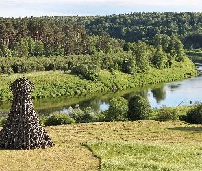 Łąka, Drzewa, Rzeka