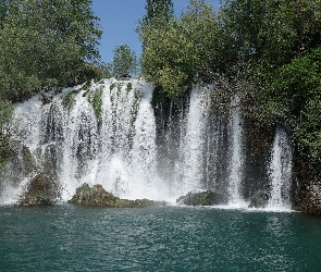 Drzewa, Chorwacja, Park Narodowy Krka, Wodospad