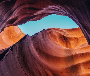 Pomarańczowe, Stany Zjednoczone, Arizona, Skały, Kanion Antylopy