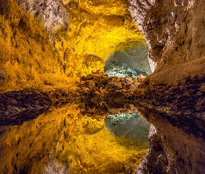 Wyspy Kanaryjskie, Skały, Jaskinia Cueva de los Verdes, Wyspa Lanzarote