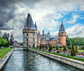 Kanał, Park, Maintenon, Francja, Zamek, Chateau de Maintenon