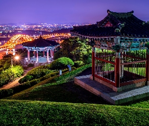 Altany, Park Haengjusanseong, Korea Południowa, Most, Banghwa Bridge, Goyang, Oświetlony