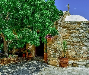 Kościół, Cypr, Drzewo, Ławka, Kaplica