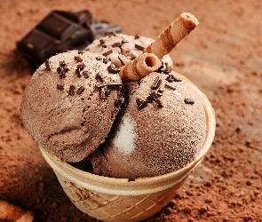 Czekolada, Kakao, Czekoladowe, Rurki, Miseczka, Lody, Wafel