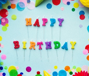 Świeczki, Akcesoria, Happy Birthday, Napis, Urodziny