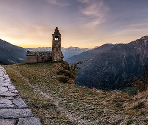 Góry, Alpy, Szwajcaria, San Romerio, Brusio, Kościół