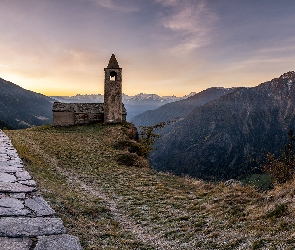 Szwajcaria, Brusio, Alpy, Góry, Kościół, San Romerio