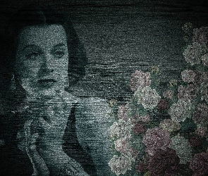 Aktorka, Róże, Kobieta, Kwiaty, Grafika, Hedy Lamarr, 2D, Drewno