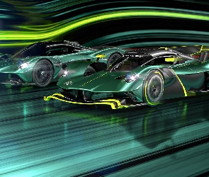 Aston Martin Valkyrie, 3D, Dwa, Samochody