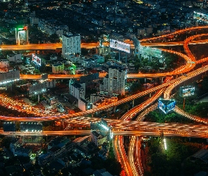 Miasto, Tajlandia, Drogi, Bangkok, Wieczór