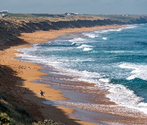 Wybrzeże, Surfer, Morze, Fale, Plaża