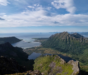 Góry, Morze, Chmury, Wybrzeże