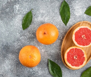 Liście, Taca, Grejpfruty
