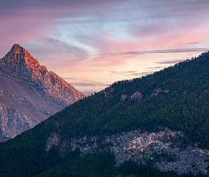 Alberta, Big Sister, Three Sisters Mountain, Kanada, Szczyt, Góry, Rozświetlony