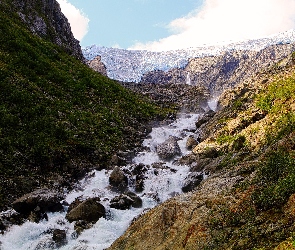 Norwegia, Strumień, Lodowiec Folgefonna, Skały