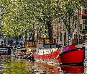 Holandia, Amsterdam, Statki, Kanał