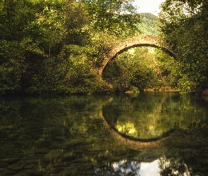 Drzewa, Rzeka Siagne, Las, Pont Des Tuves, Montauroux, Most, Francja, Odbicie