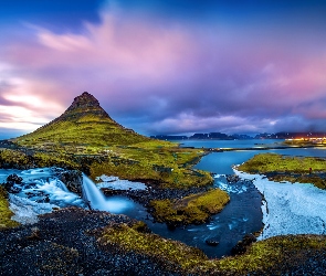 Góra Kirkjufell, Islandia, Wodospad Kirkjufellsfoss, Rzeka, Góry