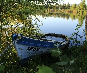 Drzewa, Jezioro, Łódka