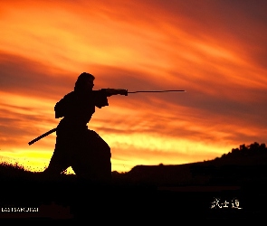 słońca, katana, Zachód