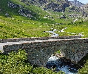 Dolina, Góry, Most, Rzeka