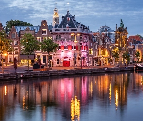 Domy, Rzeka Spaarne, Holandia, Haarlem