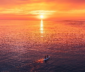 Zachód słońca, Kajak, Morze