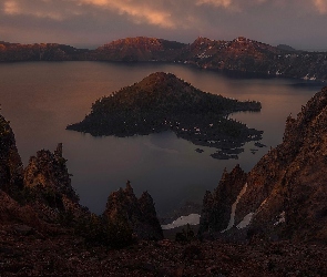 Oregon, Kaldera, Stany Zjednoczone, Góry, Park Narodowy Jeziora Kraterowego, Jezioro Kraterowe, Wyspa, Mount Mazama