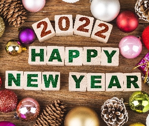 Bombki, 2022, Napis, Szczęśliwego Nowego Roku
