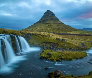 Islandia, Rzeka, Kirkjufell, Góra, Wodospad, Kirkjufellsfoss