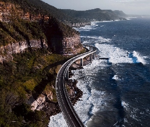 Most, Morze, Wybrzeże, Góry, Nowa Południowa Walia, Sea Cliff Bridge, Australia, Klif
