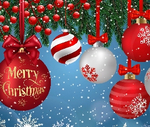 Białe, Życzenia, Bombki, Czerwone, Boże Narodzenie