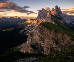 Seceda, Włochy, Dolomity, Góry, Szczyt