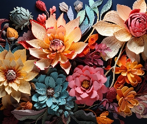 2D, Kwiaty, Kolorowe, Różne