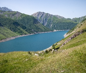 Francja, Isere, Dom, Góry, Jezioro, Lac de Grand Maison