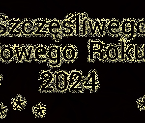 Czarne, Gwiazdki, Napis, Tło, 2024, Sylwester, Szczęśliwego Nowego Roku