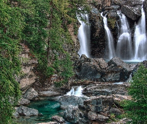 Wodospad, Włochy, Dolina Aosty, Park Narodowy Gran Paradiso, Skała