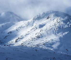 Śnieg, Chmury, Mgła, Góry, Zima