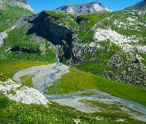 Dolina, Rzeka, Góry, Skały