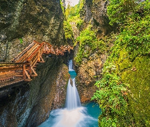 Austria, Rzeka Kaprun Ache, Sigmund Thun Klamm, Wąwóz, Kładka, Skały