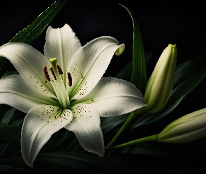 Pąki, Lilia, Biały, Kwiat