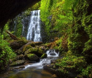 Australia, Roślinność, Drzewa, Wiktoria, Kamienie, Rzeka, Skały, Wodospad, Las, Monomeith Falls